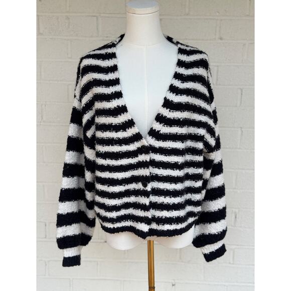 SALTWATER LUXE BRETON SCOUT BUTTON FRONT CARDIGAN SWEATER M BRITON STRIPE - Picture 10 of 11